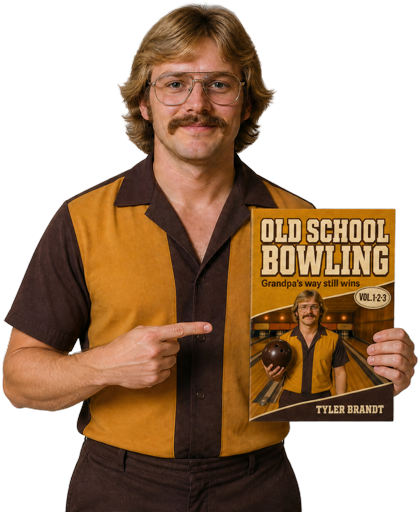 Tyler Brandt holding Old School Bowling